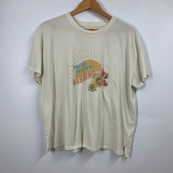Maurices Women's Wish You Were Here‎ Washington Crew Neck Short Sleeve Tee SZ XL - Picture 1 of 12